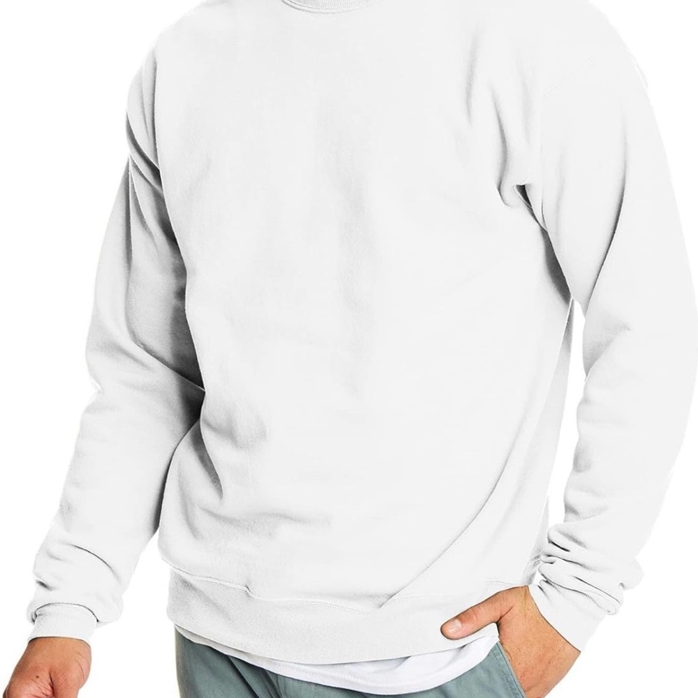 Hanes Ecosmart men’s unisex white crewneck sweatshirt medium NWT